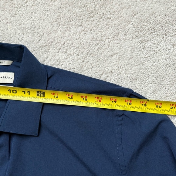 Lucky Brand Men Deep Blue Dress Shirt Sz L - Picture 6 of 9